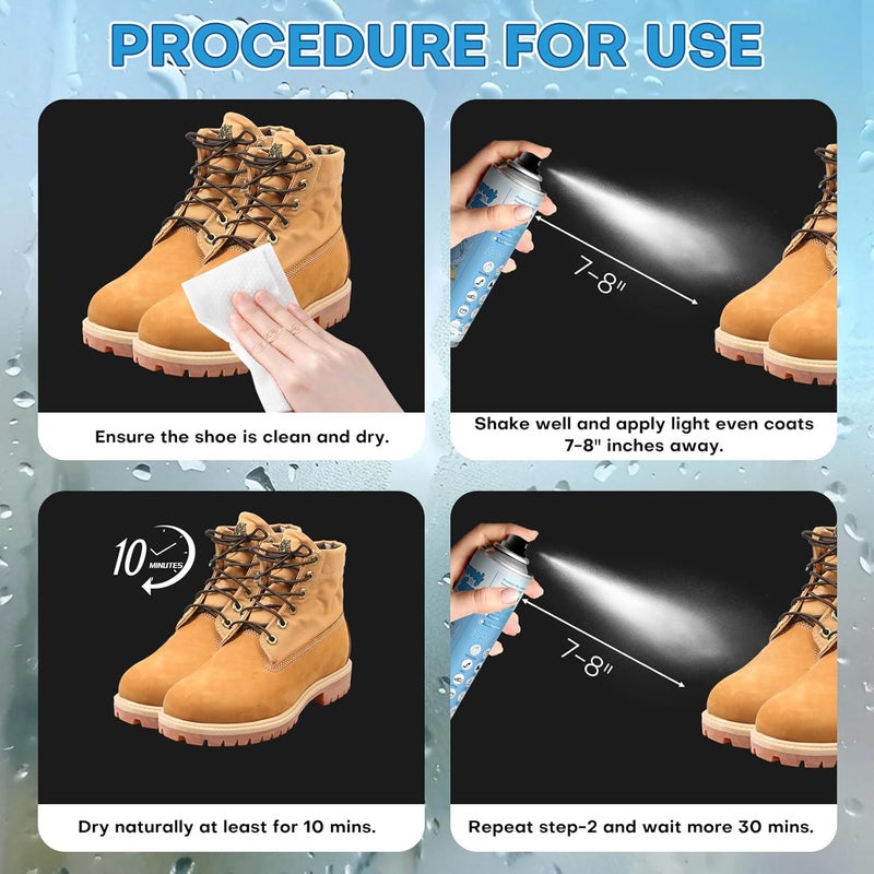 etching Adhesive Gbye Shoe Protector Spray, Suede Protector Spray, Rain & Stain Waterproof Protection for Shoes, Boots, Handbags, Purses, Suede, Leather, Canvas, Nubuck, Fabric, Nylon, 10.15Oz - Image 3